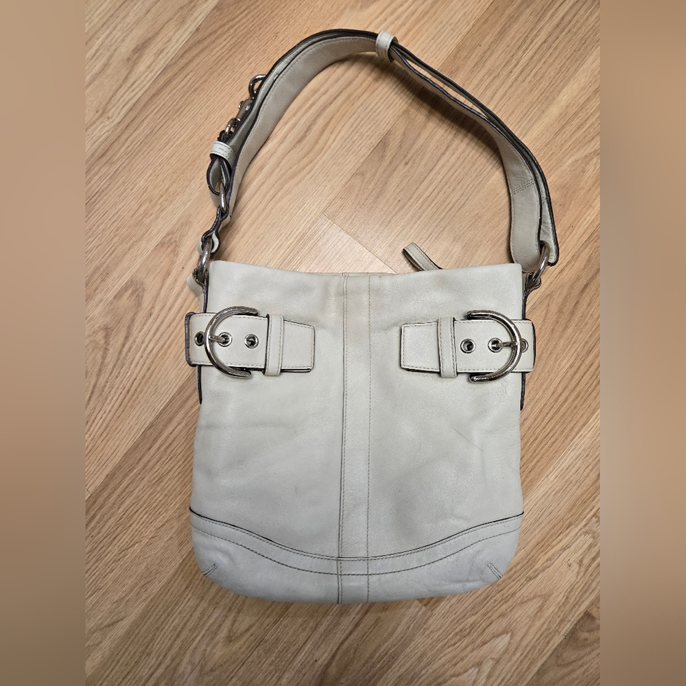 Coach 2005 Vintage Leather Shoulder Bag with Buckle Details
